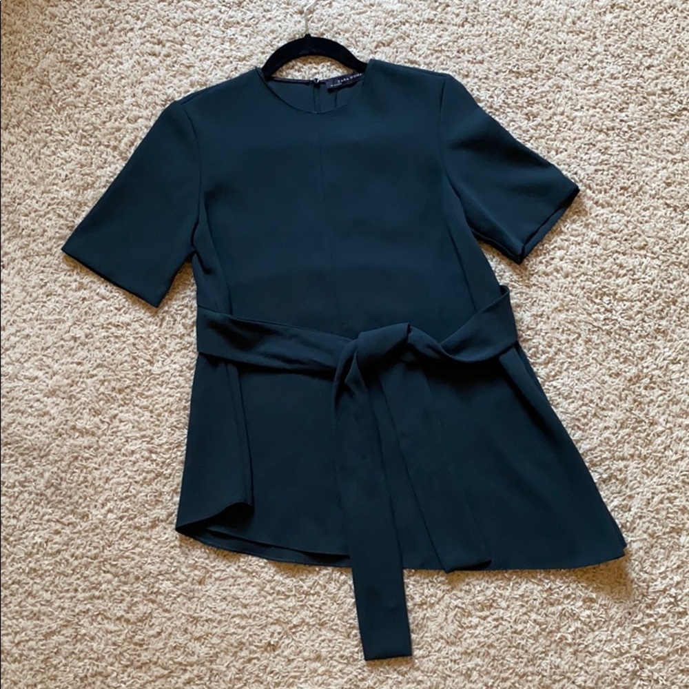 Zara Women Asymmetrical Tie Blouse (Forest Green)